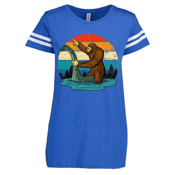 Bigfoot Lover Tee Retro Mythical Creatures Enza Ladies Jersey Football T-Shirt