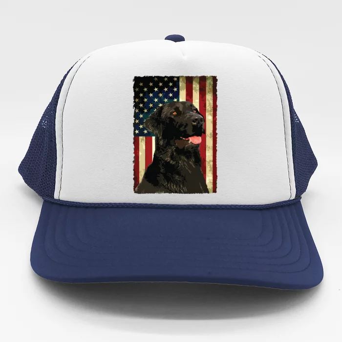 Black Labrador T Gift USA Flag Lab Owner Duck Hunter Trucker Hat