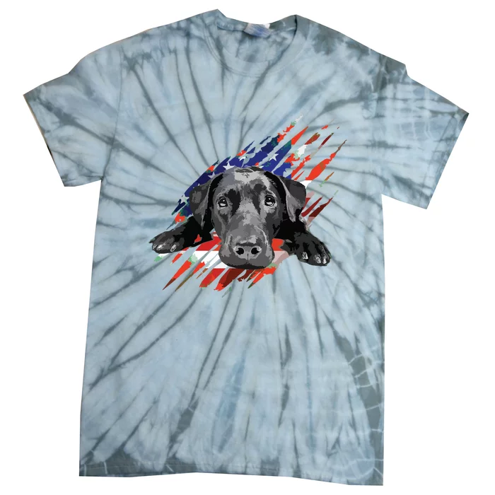 Black Labrador USA Flag Lab Owner Bird Duck Hunter Gift Tie-Dye T-Shirt