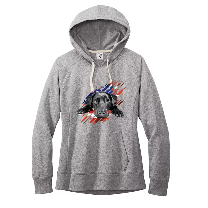 Black Labrador USA Flag Lab Owner Bird Duck Hunter Gift Women's Fleece Hoodie