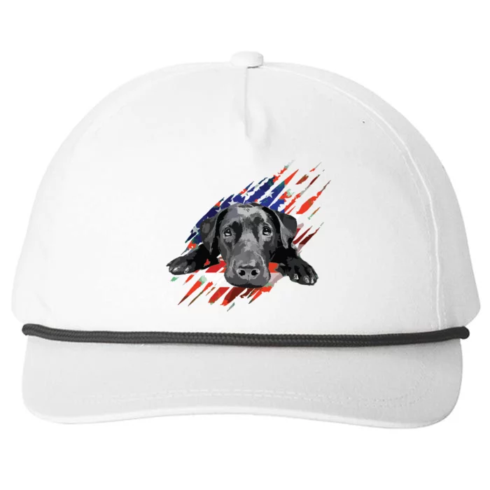 Black Labrador USA Flag Lab Owner Bird Duck Hunter Gift Snapback Five-Panel Rope Hat