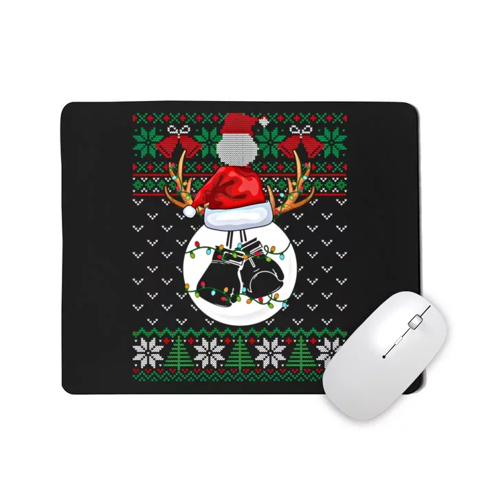 Boxing Lover Ugly Christmas Sweater Funny Xmas Lights Gift Mousepad