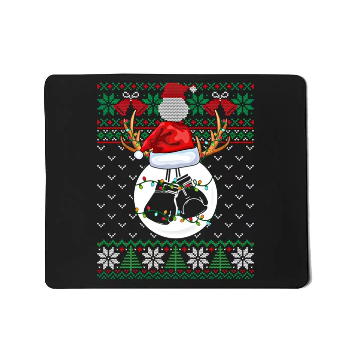 Boxing Lover Ugly Christmas Sweater Funny Xmas Lights Gift Mousepad