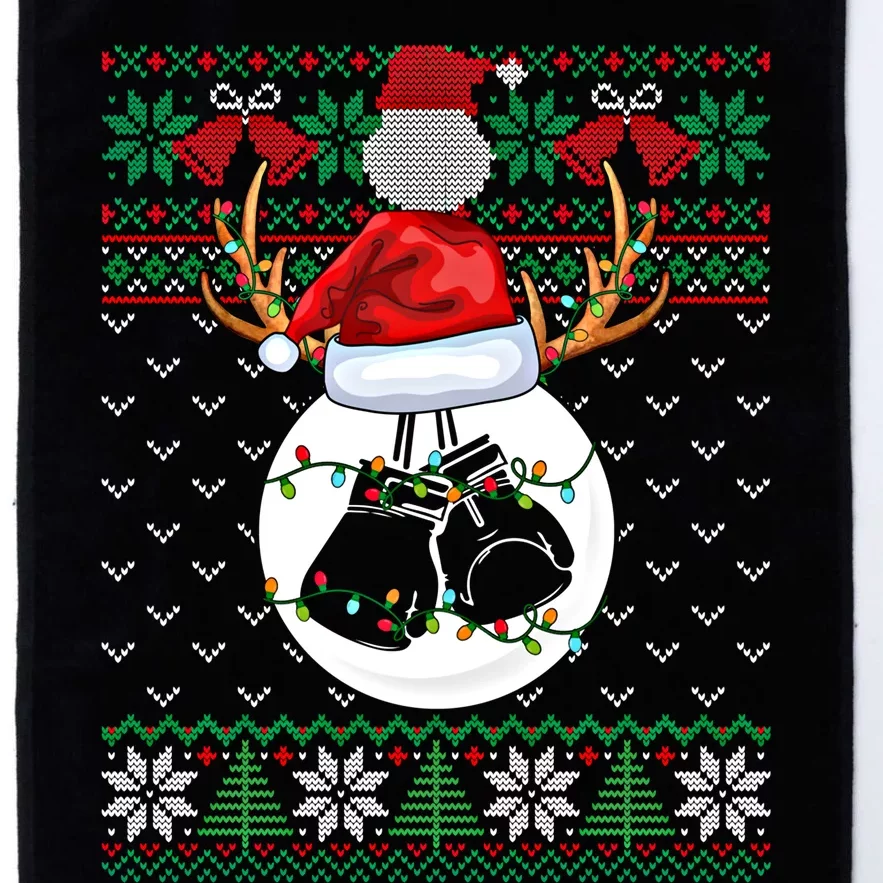 Boxing Lover Ugly Christmas Sweater Funny Xmas Lights Gift Platinum Collection Golf Towel