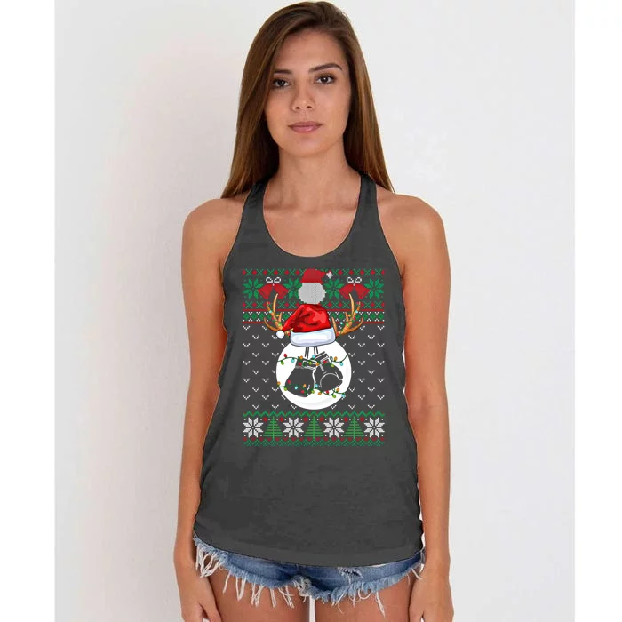 Boxing Lover Ugly Christmas Sweater Funny Xmas Lights Gift Women's Knotted Racerback Tank