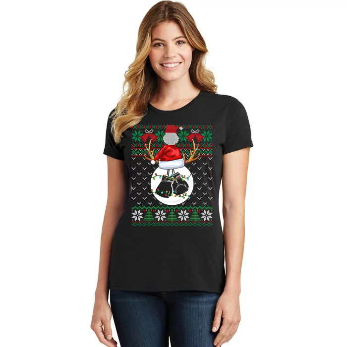 Boxing Lover Ugly Christmas Sweater Funny Xmas Lights Gift Women's T-Shirt