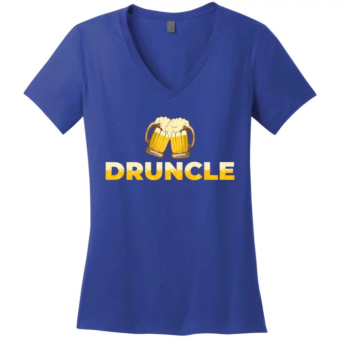 Beer Loving Uncle Druncle Funny Gift Women's V-Neck T-Shirt