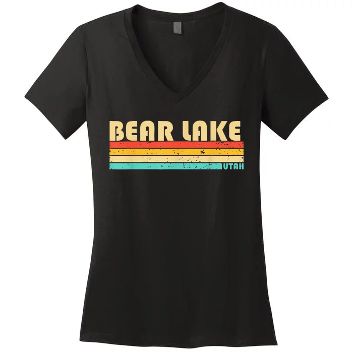 Bear Lake Utah Funny Fishing Camping Summer Women's V-Neck T-Shirt