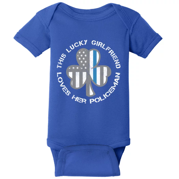 Blue Line Us Flag Proud Police Friend St Patricks Day Gift Baby Bodysuit