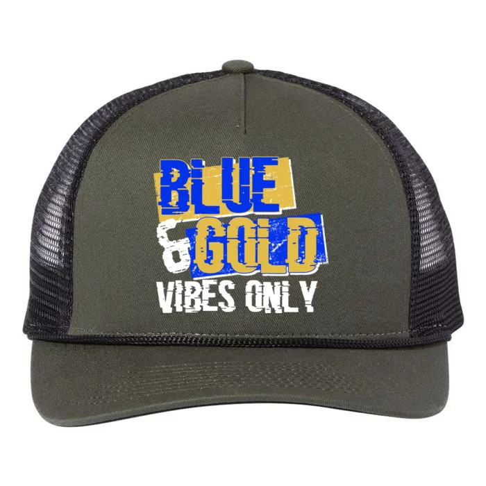 Blue & Gold Vibes Only Retro Rope Trucker Hat Cap