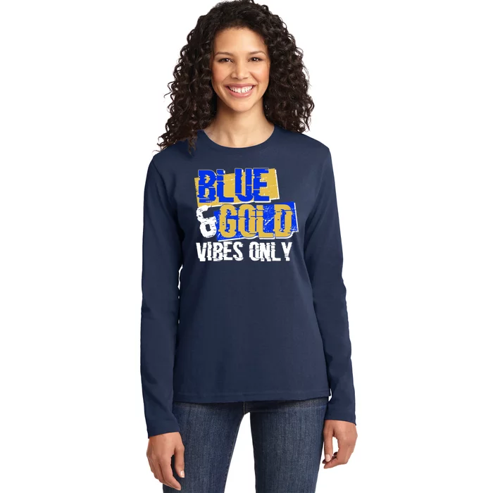 Blue & Gold Vibes Only Ladies Long Sleeve Shirt