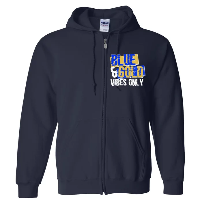 Blue & Gold Vibes Only Full Zip Hoodie