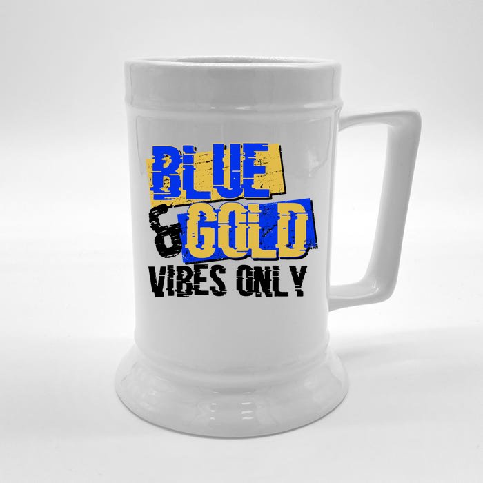 Blue & Gold Vibes Only Front & Back Beer Stein