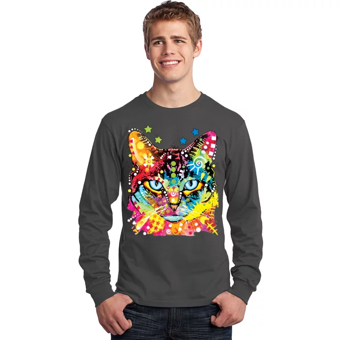 Blue Eyes Trippy Cat Dean Russo Long Sleeve Shirt