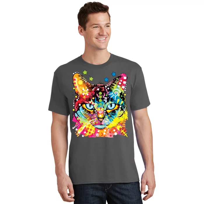 Blue Eyes Trippy Cat Dean Russo T-Shirt