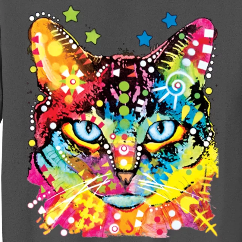 Blue Eyes Trippy Cat Dean Russo Tall Sweatshirt