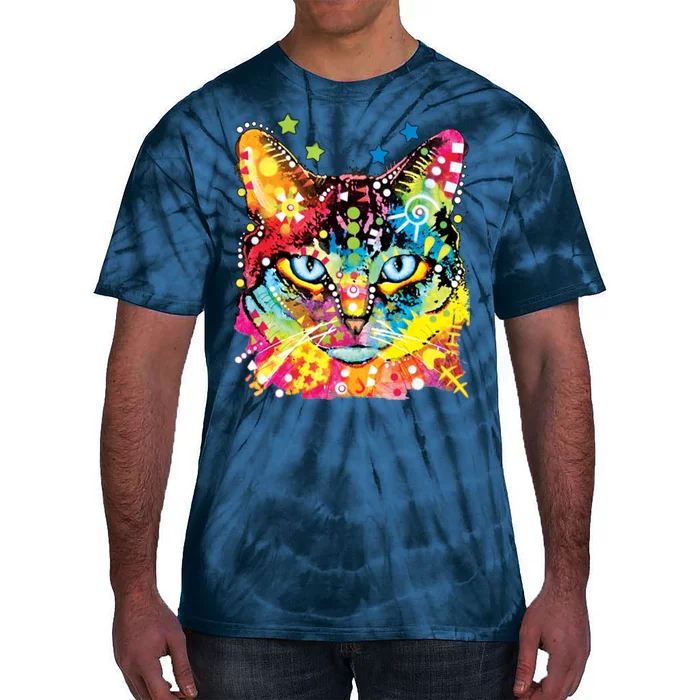 Blue Eyes Trippy Cat Dean Russo Tie-Dye T-Shirt