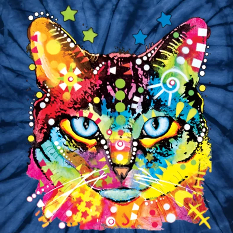 Blue Eyes Trippy Cat Dean Russo Tie-Dye T-Shirt