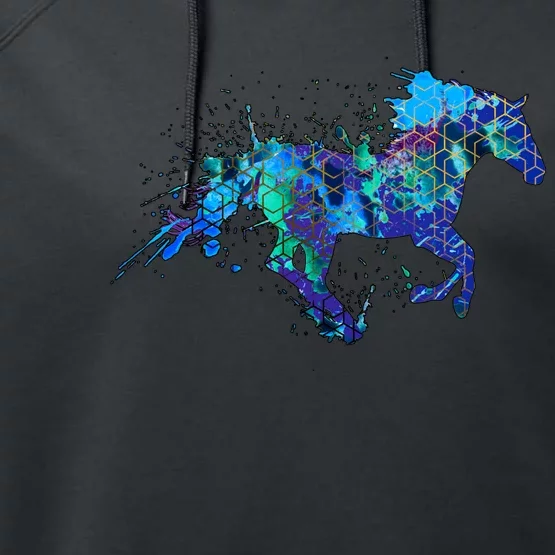 Blue Horse Running Performance Fleece Hoodie