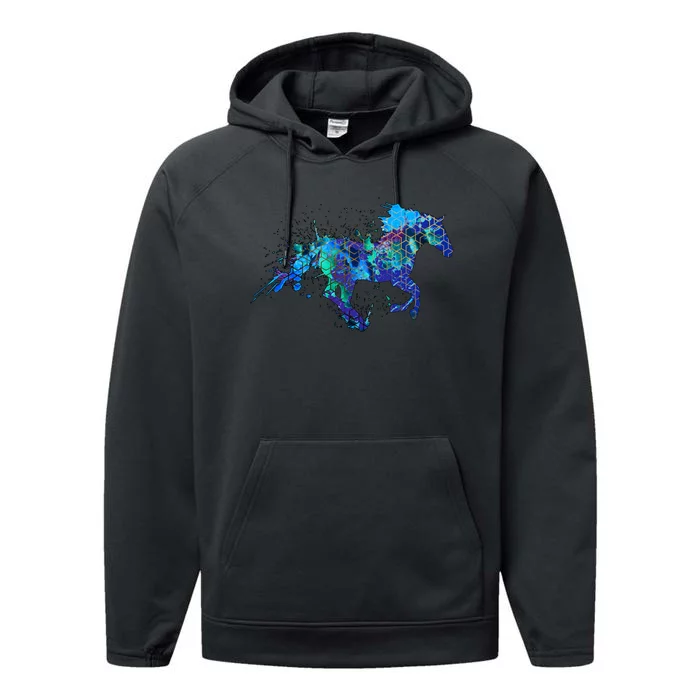 Blue Horse Running Performance Fleece Hoodie