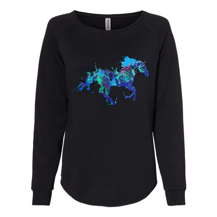 Blue Horse Running Womens California Wash Sweatshirt