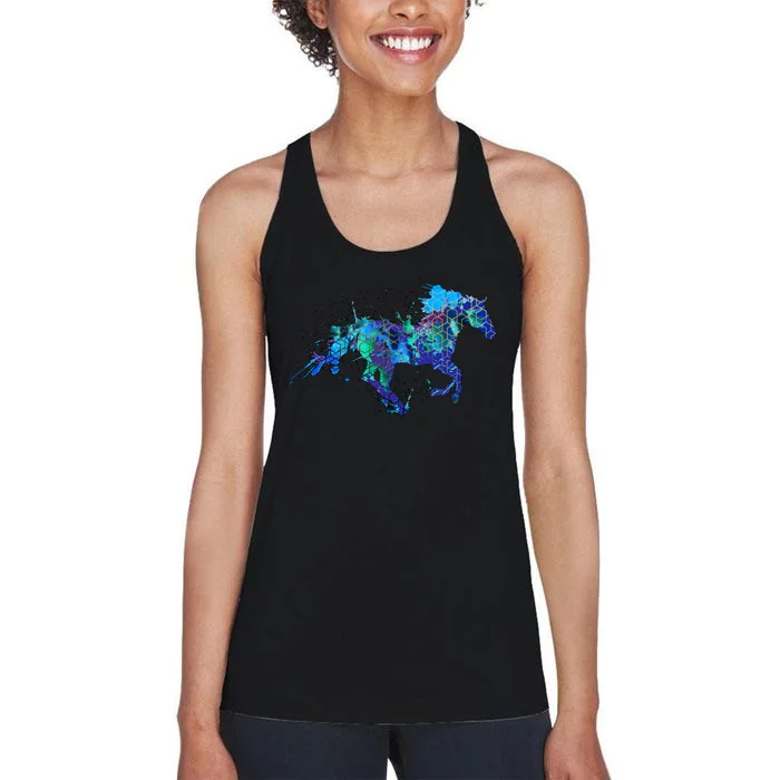 Blue Horse Running Women's Racerback Tank