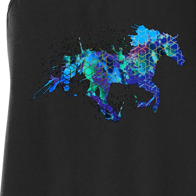 Blue Horse Running Women's Racerback Tank