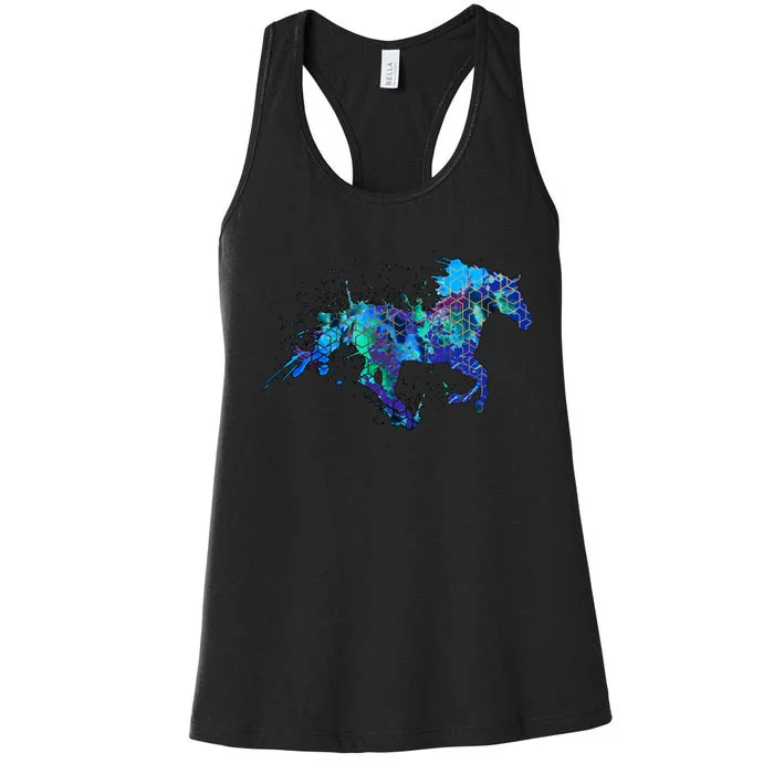 Blue Horse Running Women's Racerback Tank