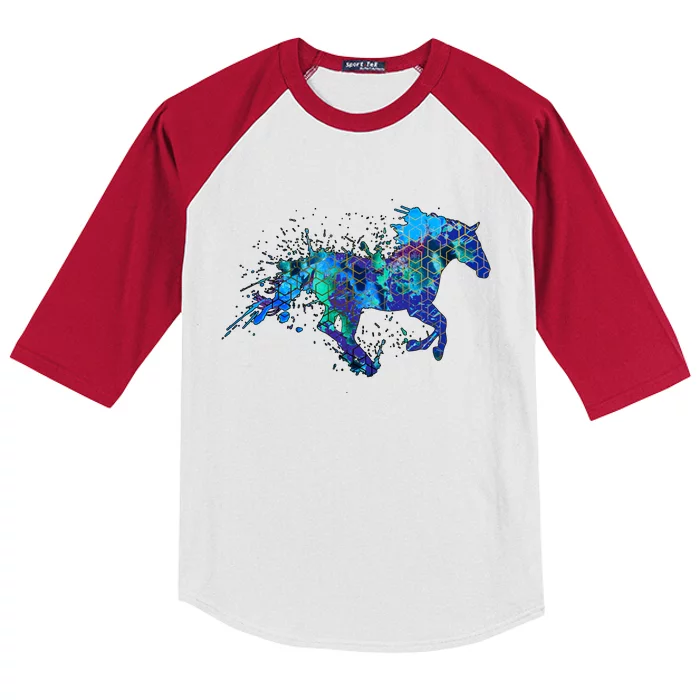 Blue Horse Running Kids Colorblock Raglan Jersey