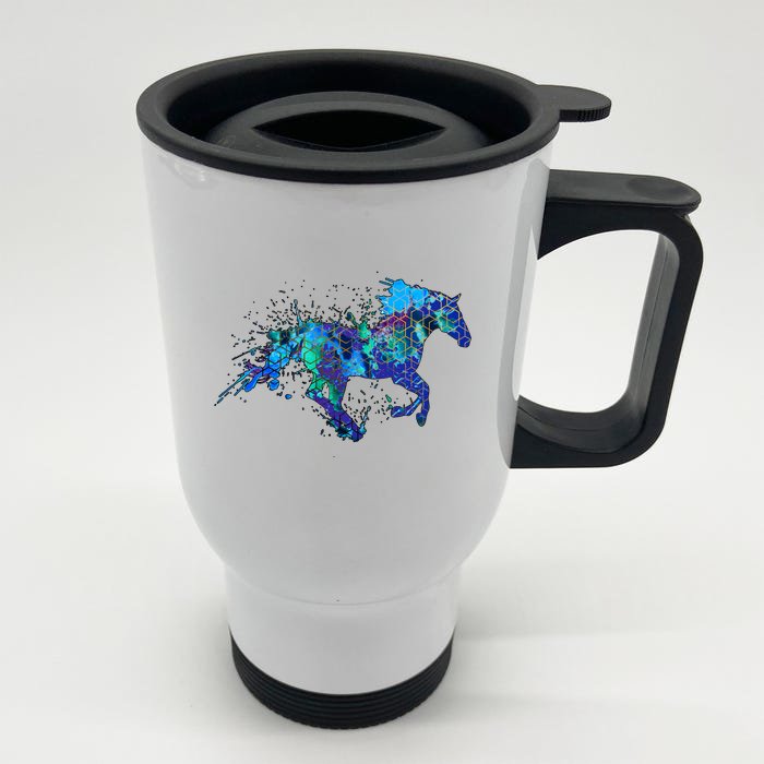 Blue Horse Running Front & Back Stainless Steel Travel Mug