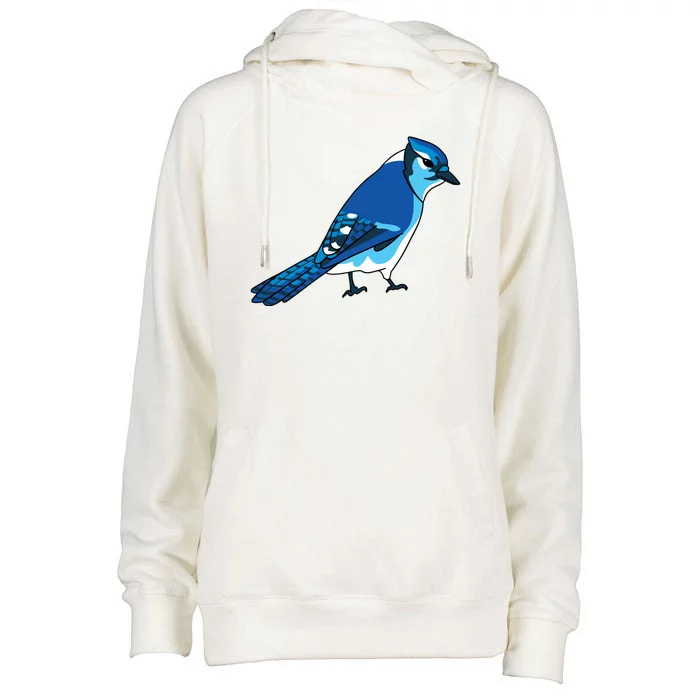 Blue Jay Bird Womens Funnel Neck Pullover Hood