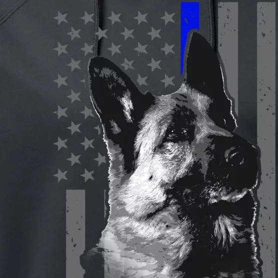 Blue Lives K9 American Thin Line Flag Performance Fleece Hoodie