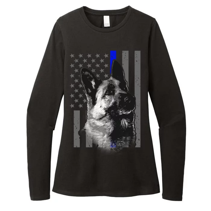 Blue Lives K9 American Thin Line Flag Womens CVC Long Sleeve Shirt