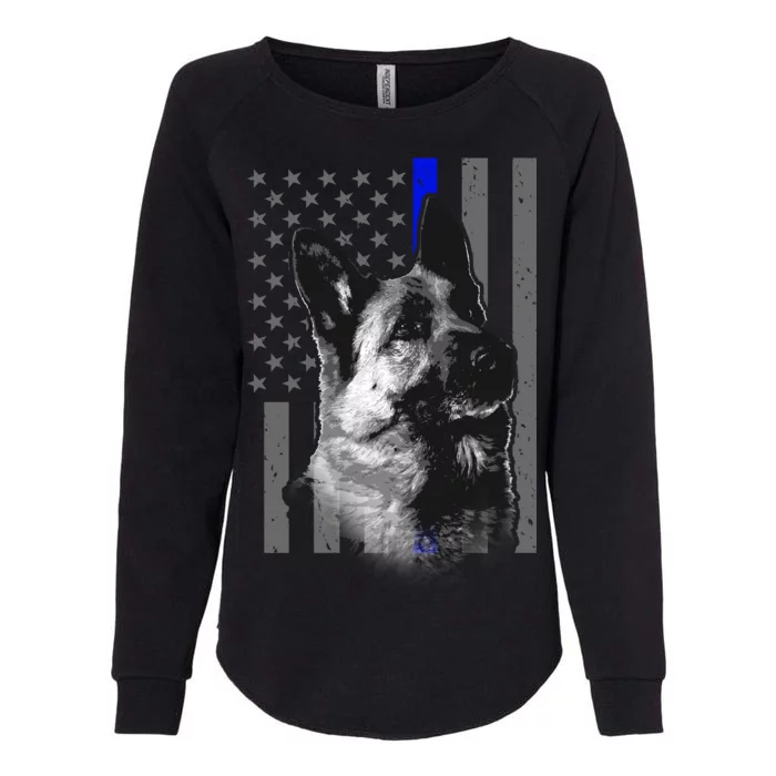 Blue Lives K9 American Thin Line Flag Womens California Wash Sweatshirt