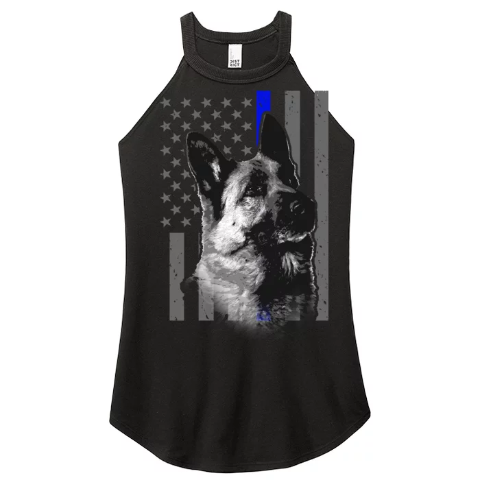 Blue Lives K9 American Thin Line Flag Women’s Perfect Tri Rocker Tank