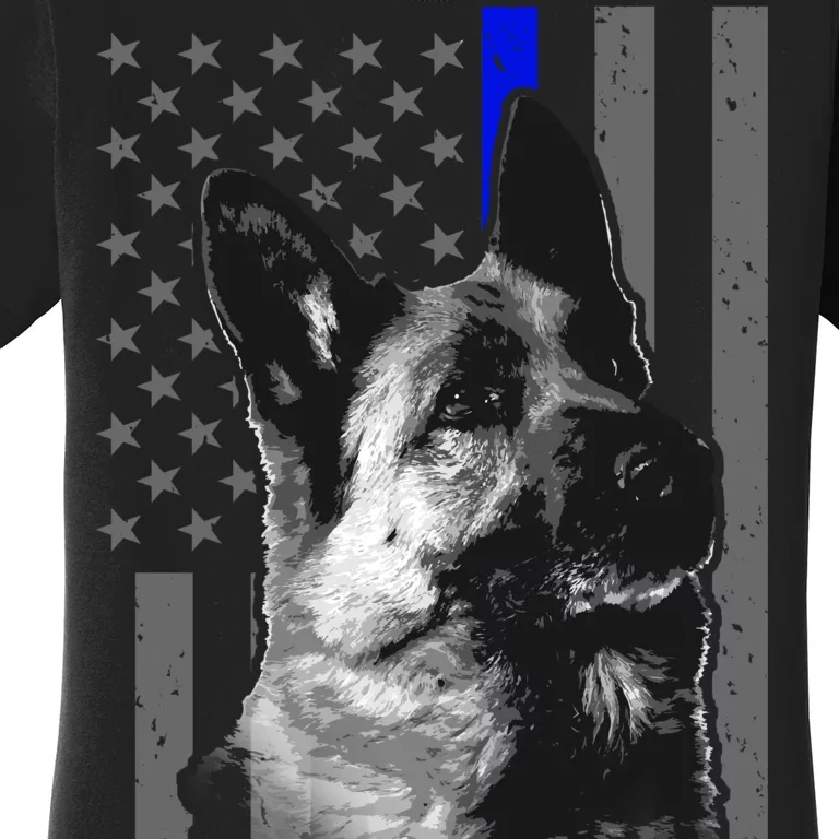 Blue Lives K9 American Thin Line Flag Women's T-Shirt