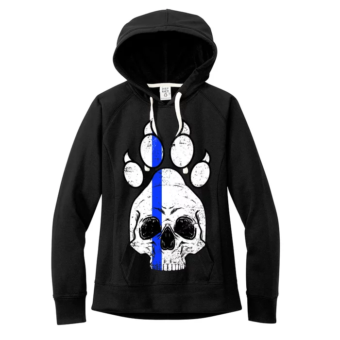 Blue Lives K9 Blue Thin Line Paw Women's Fleece Hoodie