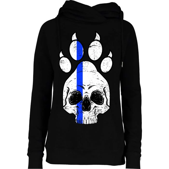 Blue Lives K9 Blue Thin Line Paw Womens Funnel Neck Pullover Hood