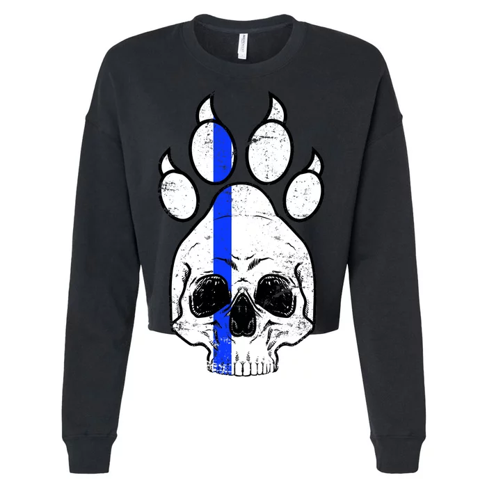 Blue Lives K9 Blue Thin Line Paw Cropped Pullover Crew