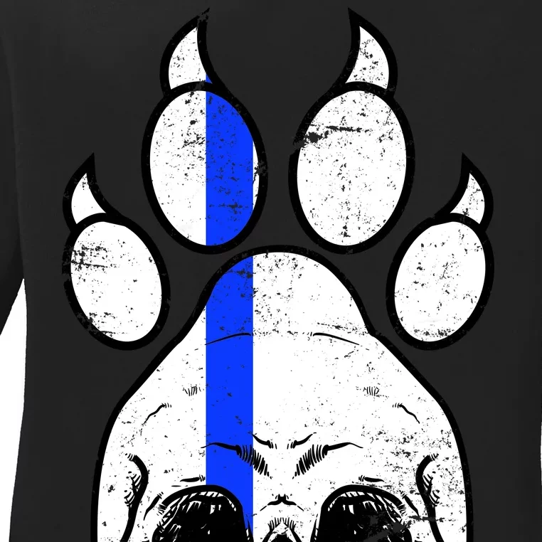 Blue Lives K9 Blue Thin Line Paw Ladies Long Sleeve Shirt