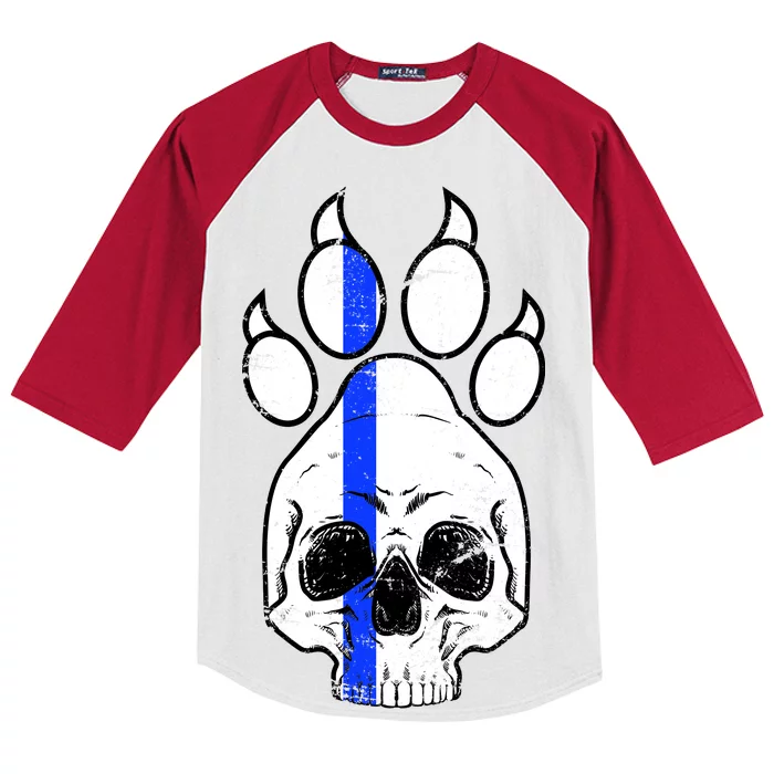 Blue Lives K9 Blue Thin Line Paw Kids Colorblock Raglan Jersey