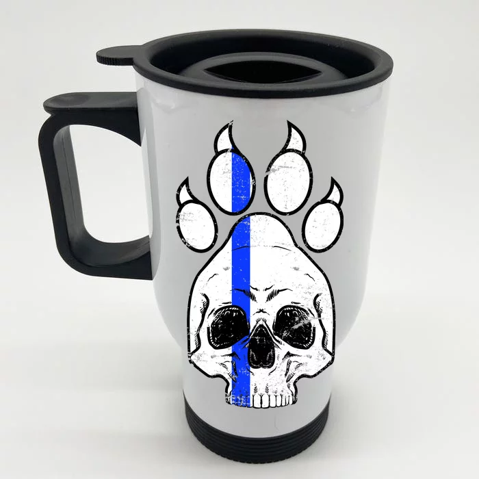 Blue Lives K9 Blue Thin Line Paw Front & Back Stainless Steel Travel Mug