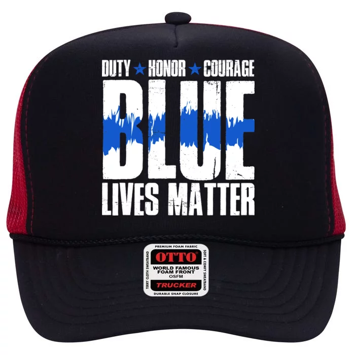 Blue Lives Matter High Crown Mesh Trucker Hat