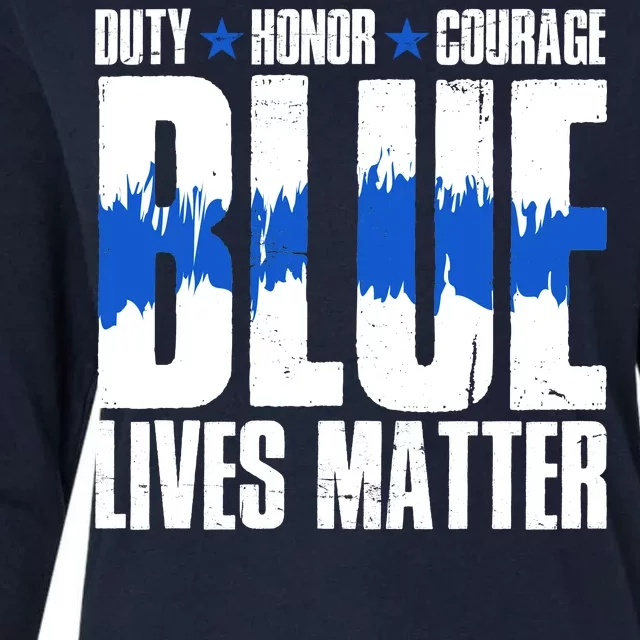 Blue Lives Matter Womens Cotton Relaxed Long Sleeve T-Shirt