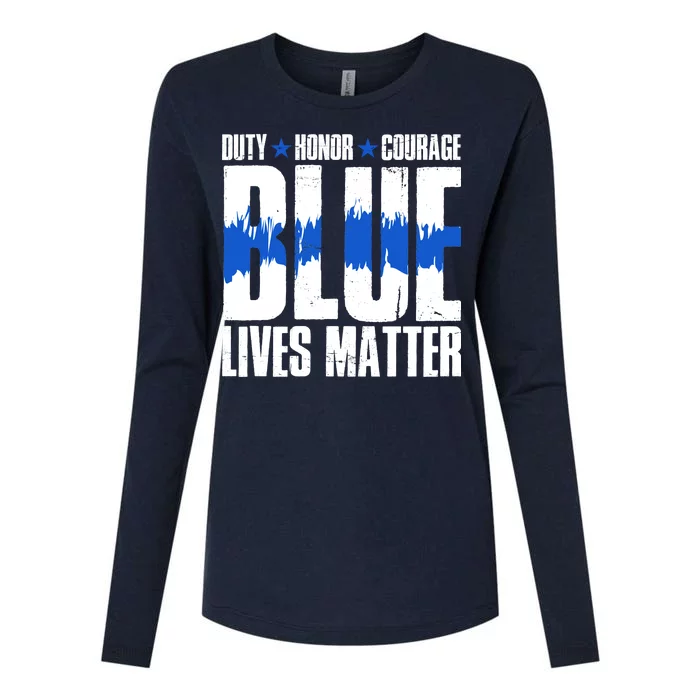 Blue Lives Matter Womens Cotton Relaxed Long Sleeve T-Shirt