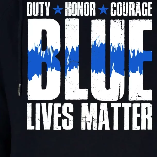 Blue Lives Matter Womens Funnel Neck Pullover Hood