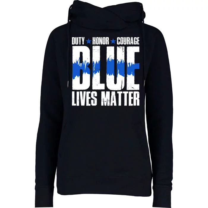 Blue Lives Matter Womens Funnel Neck Pullover Hood