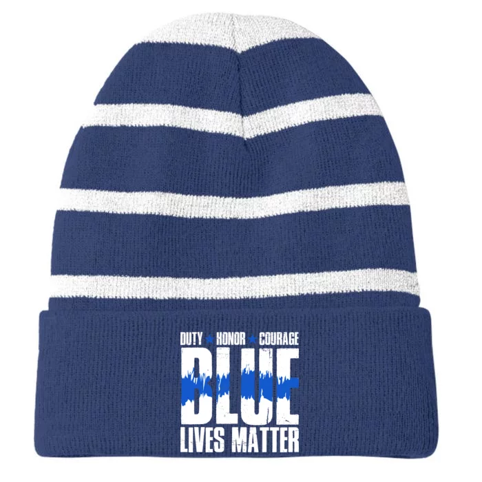 Blue Lives Matter Striped Beanie with Solid Band