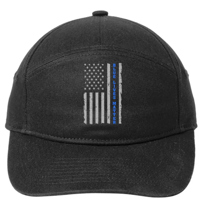 Blue Lives Matter Vintage Flag 7-Panel Snapback Hat