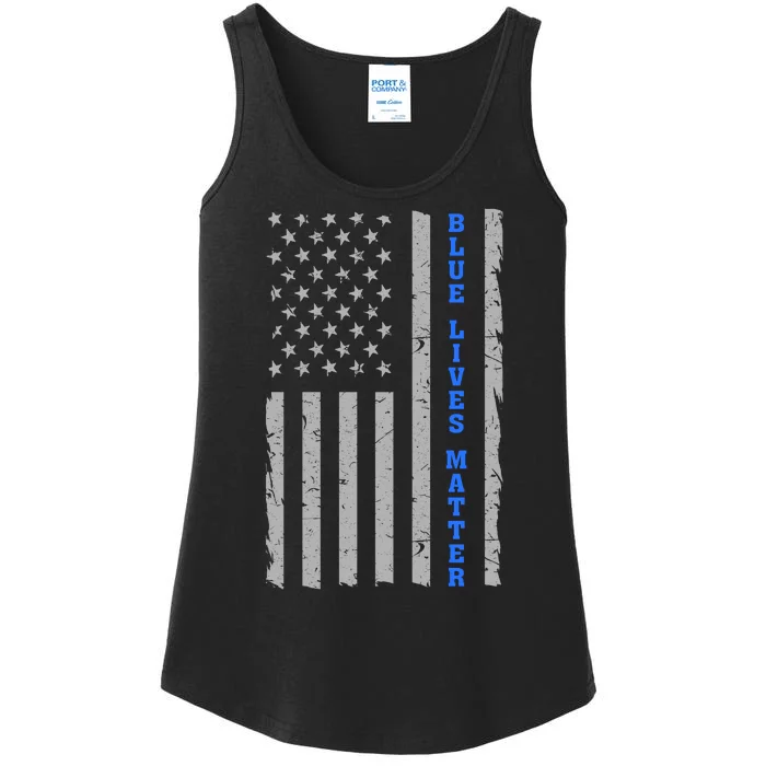 Blue Lives Matter Vintage Flag Ladies Essential Tank